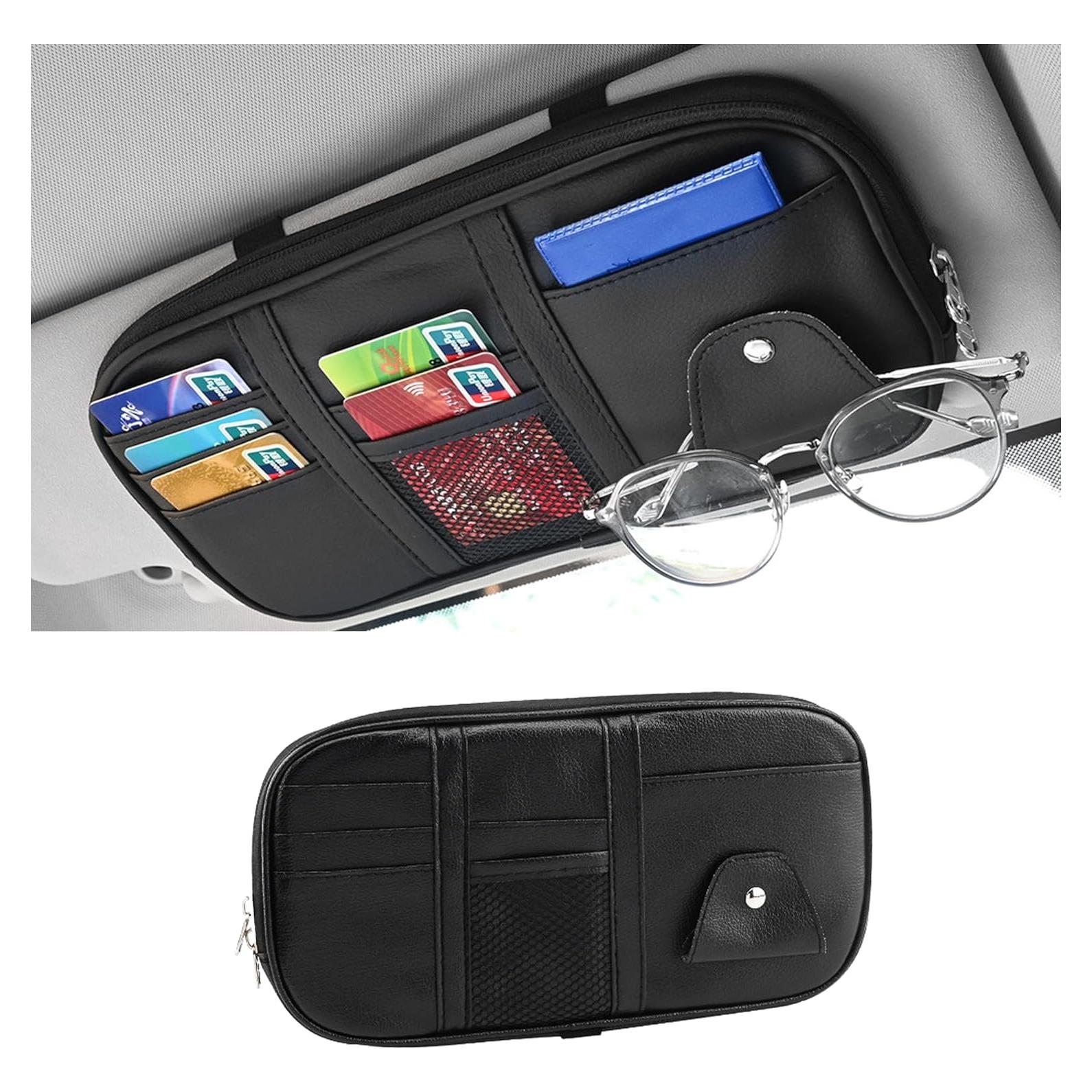 Organizador de Visera de Coche Couslcd Negro con Múltiples Bolsillos