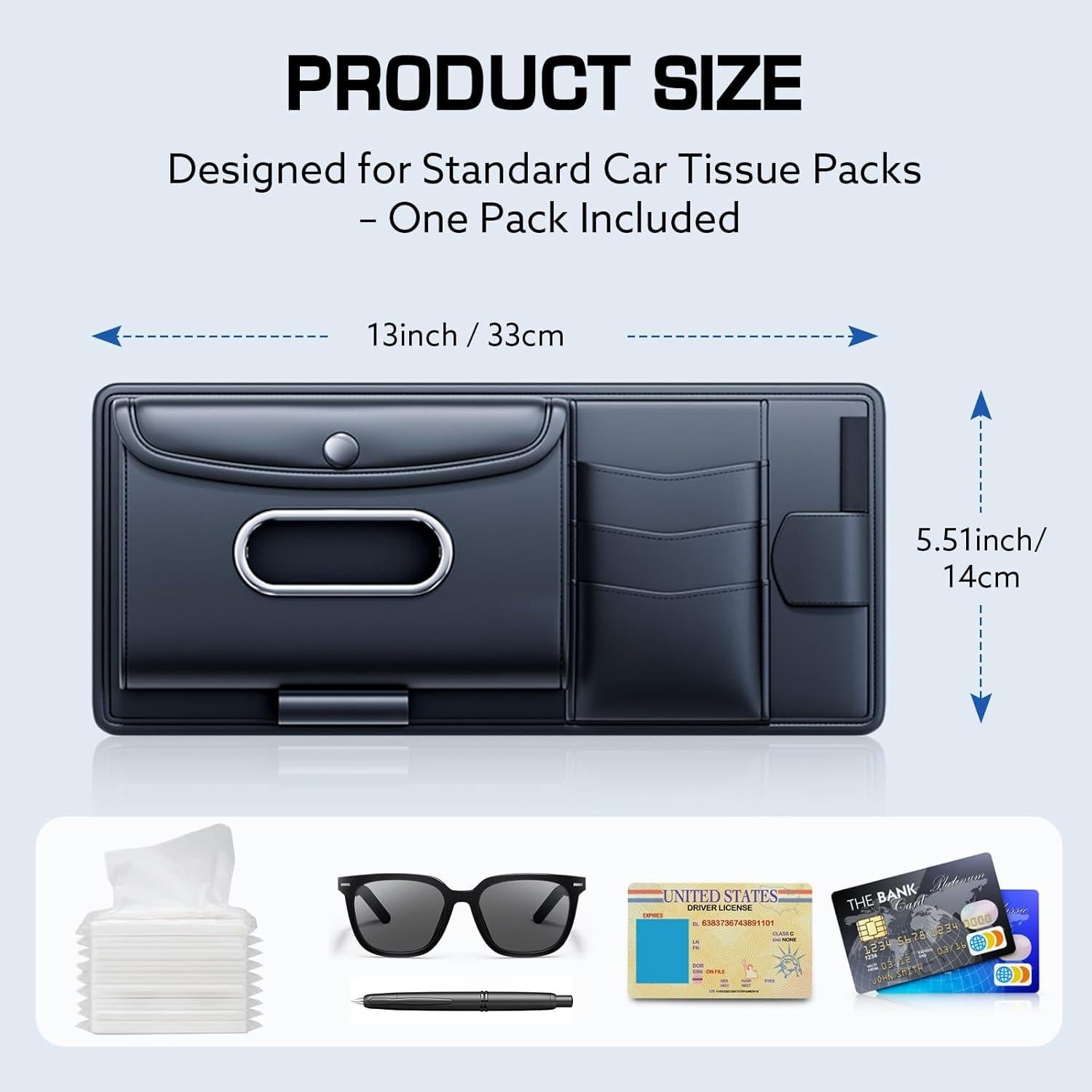 Organizador de Visera de Coche ULPOCMU Tres en Uno 33x14cm