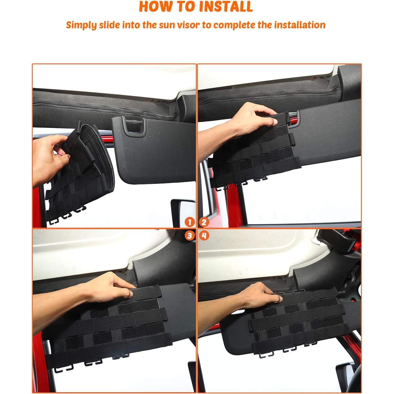 Organizador de Visera Táctica Savadicar para Jeep Wrangler 2007-2023