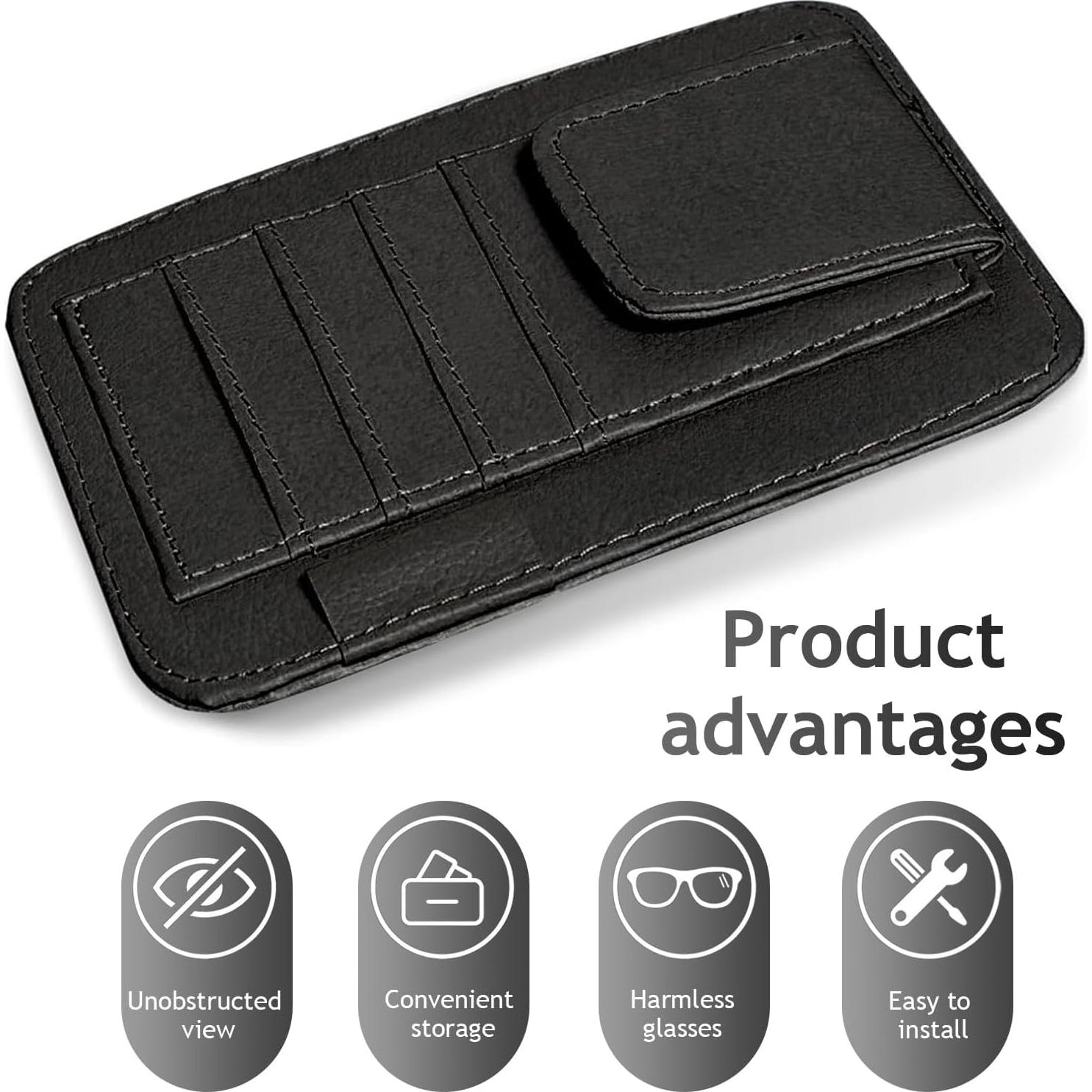 Organizador de Visera de Coche Arwrilt Negro Multifuncional