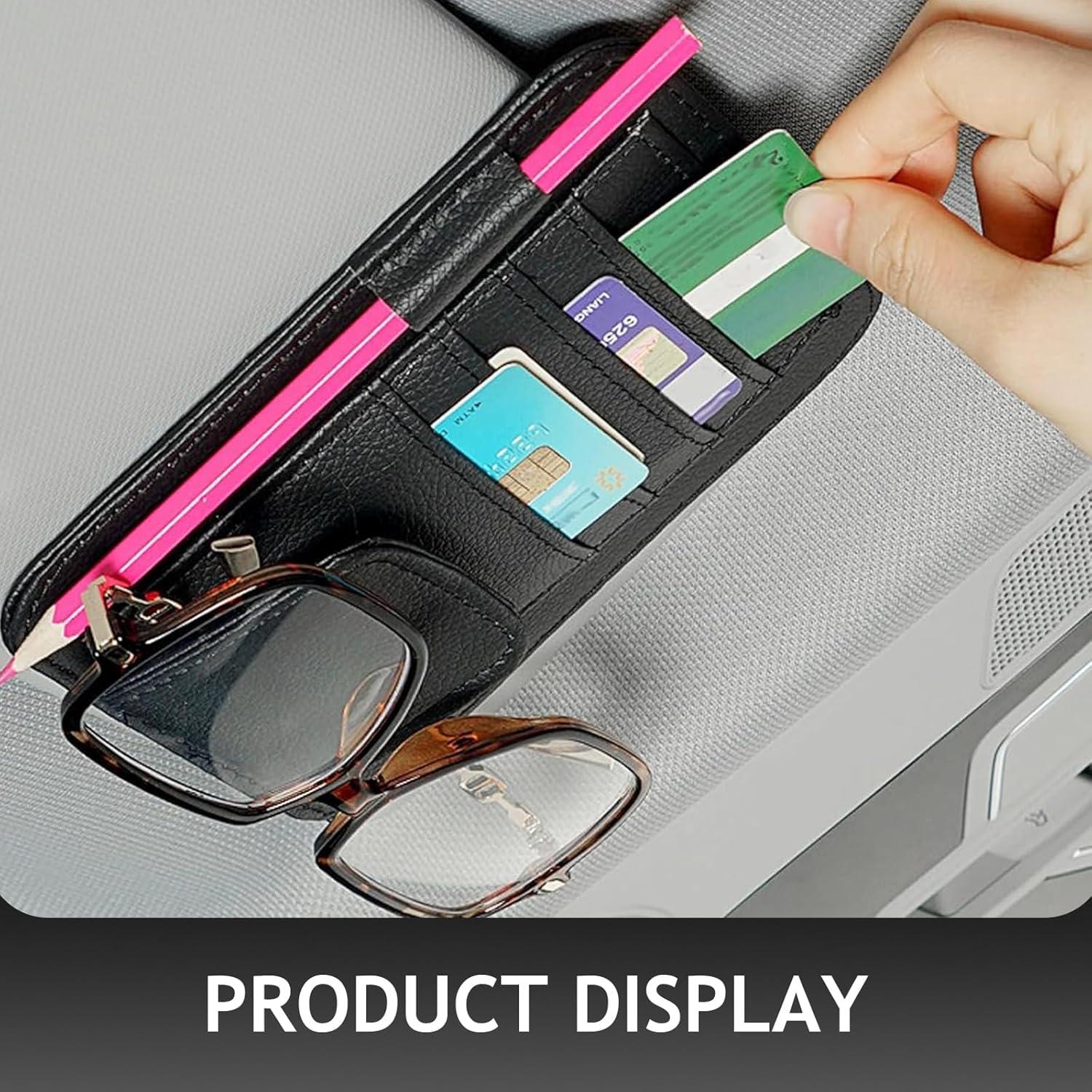 Organizador de Visera de Coche Arwrilt Negro Multifuncional