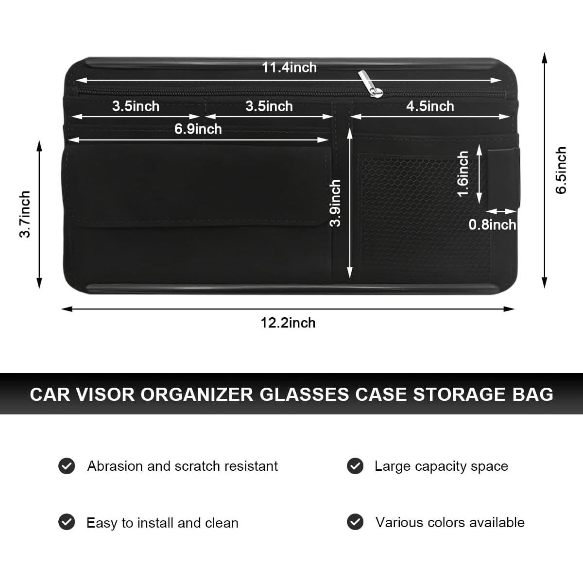 Organizador de Visera de Coche NYTKL Negro con Múltiples Bolsillos