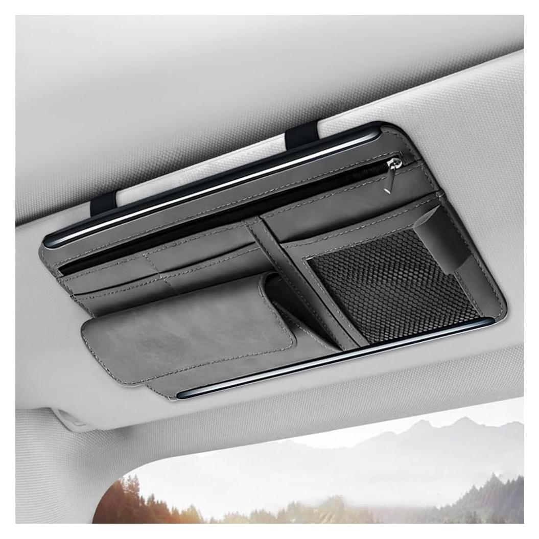 Organizador de Visera de Coche FSTURIOS Gris con Bolsillos