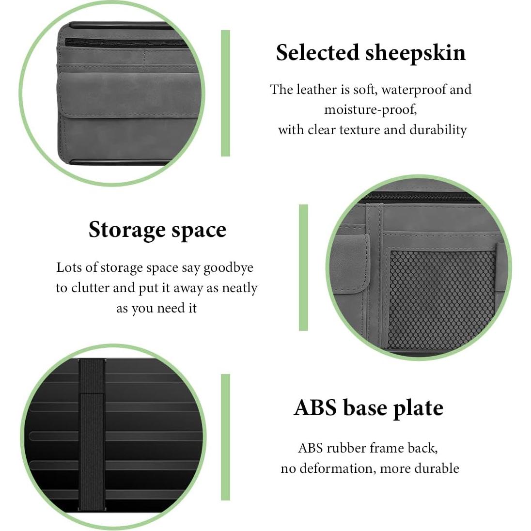 Organizador de Visera de Coche FSTURIOS Gris con Bolsillos