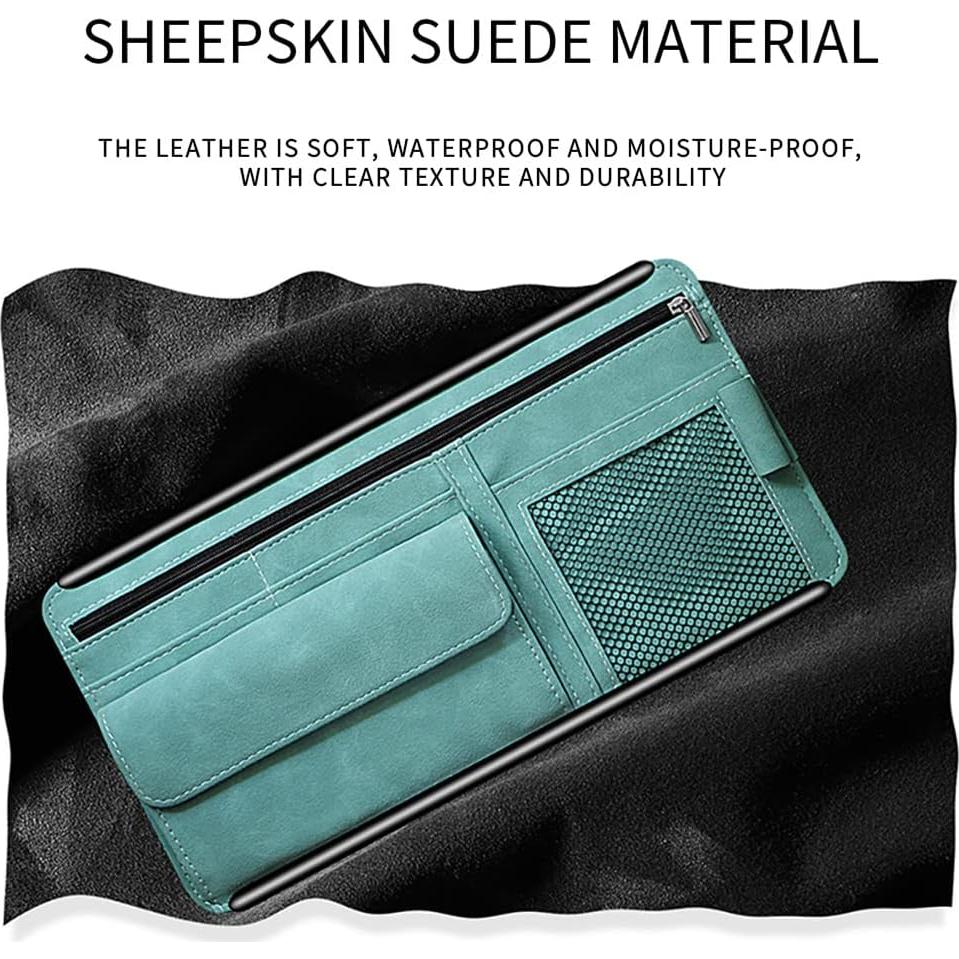 Organizador de Visera de Coche JEYODA Cuero Suede Azul