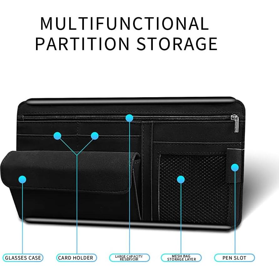 Organizador de Visera de Coche JEYODA Cuero Suede Azul