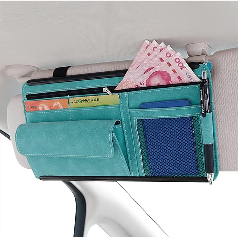 Organizador de Visera de Coche JEYODA Cuero Suede Azul
