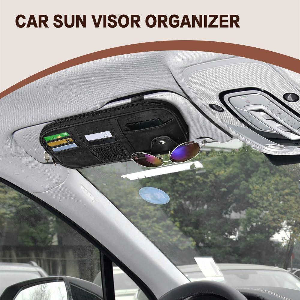 Organizador de Visera de Coche Middrivr - Bolsa de Almacenamiento PU 29x16cm