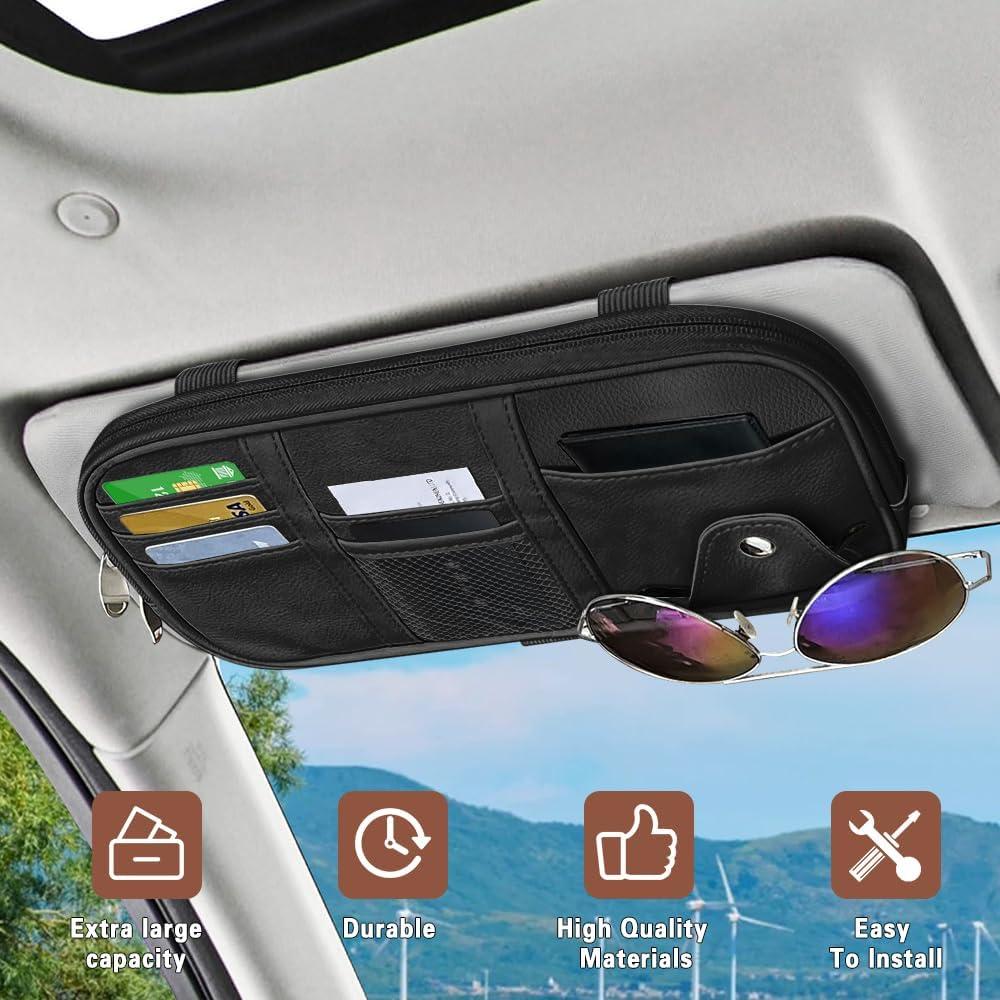 Organizador de Visera de Coche Middrivr - Bolsa de Almacenamiento PU 29x16cm