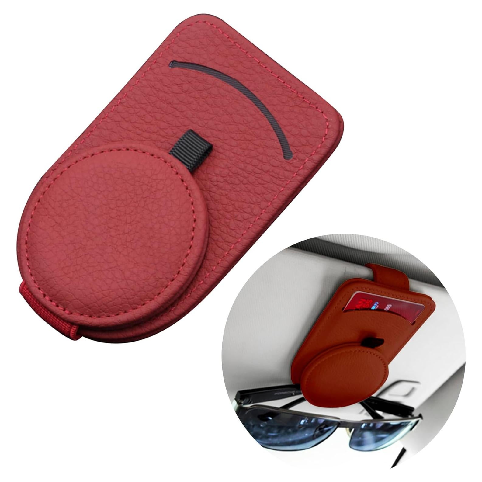Soporte de Gafas de Sol CozyInno para Coche, Cuero Magnético