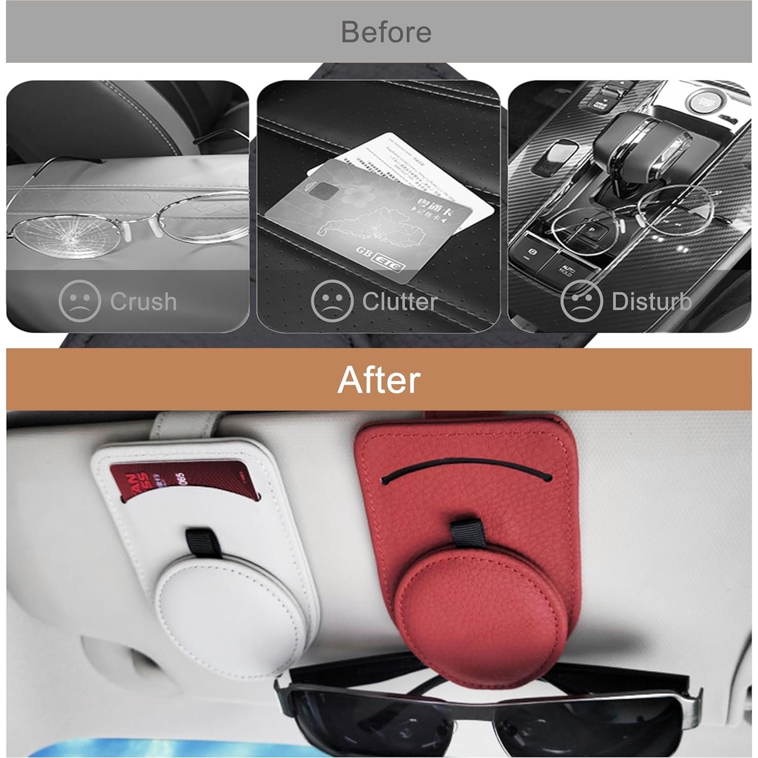 Soporte de Gafas de Sol CozyInno para Coche, Cuero Magnético