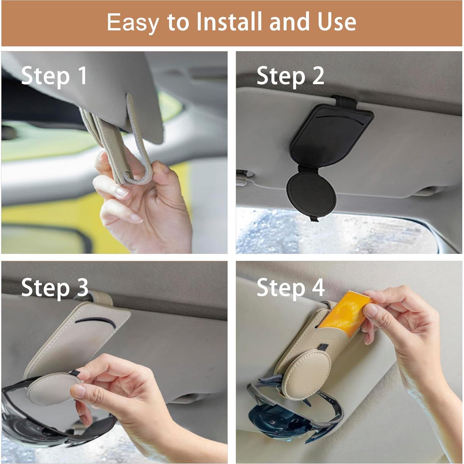 Soporte de Gafas de Sol CozyInno para Coche, Cuero Magnético