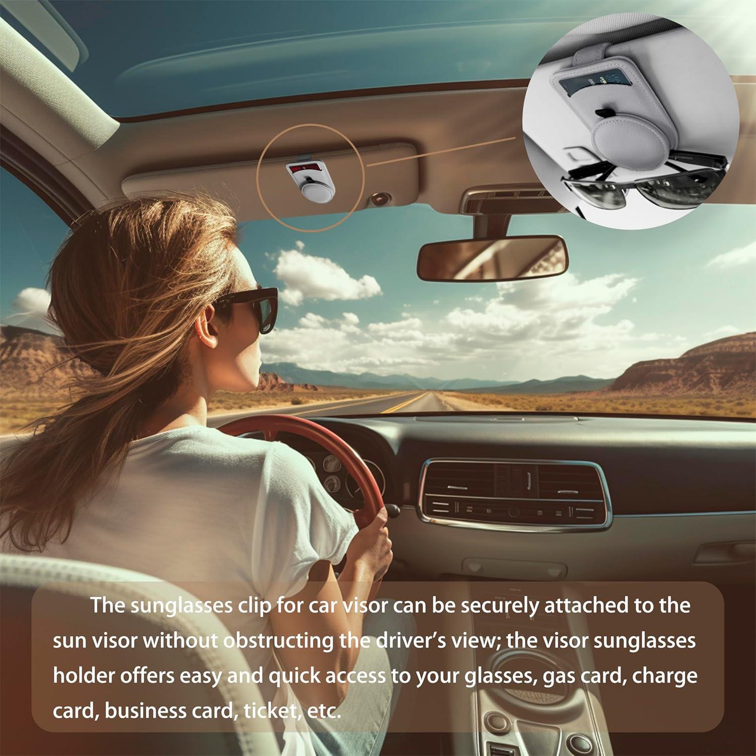 Soporte de Gafas de Sol CozyInno para Coche, Cuero Magnético