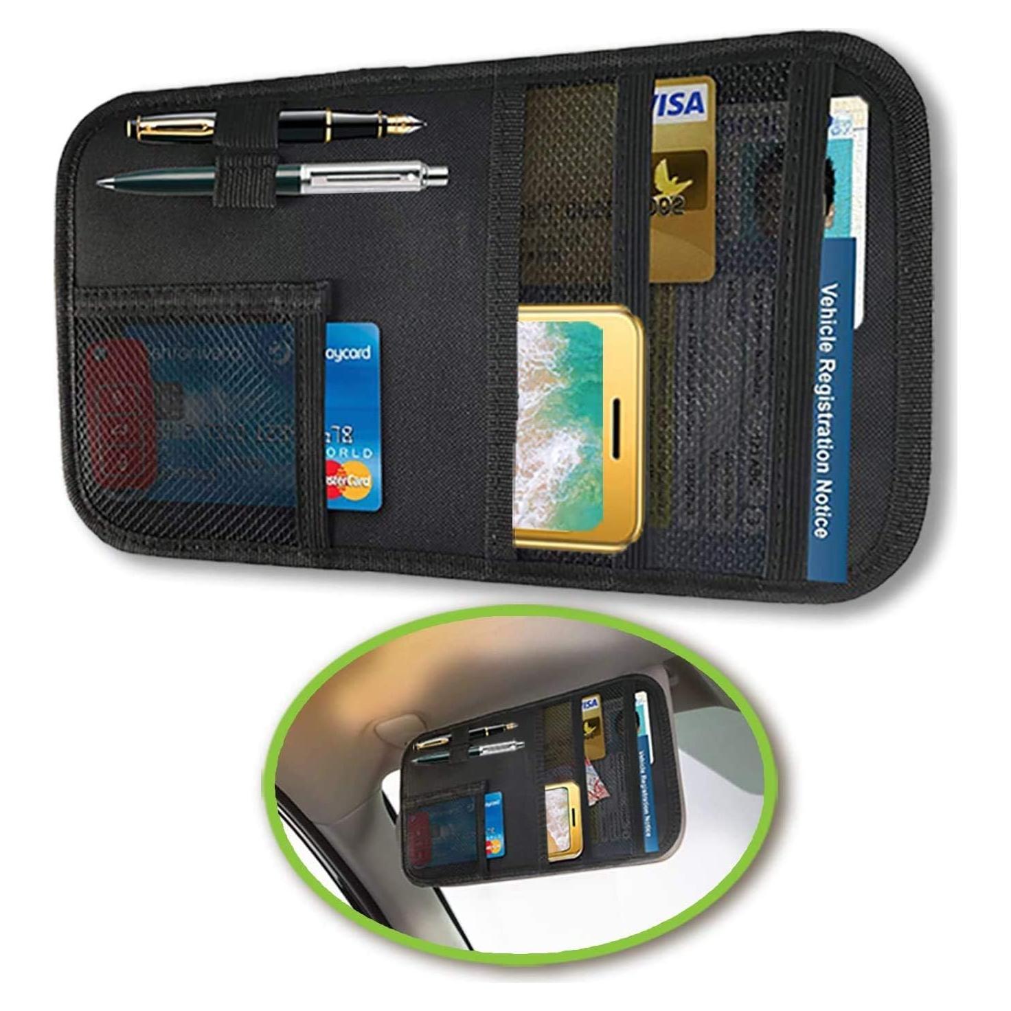 Organizador de Visera de Coche Lukling con 4 Bolsillos
