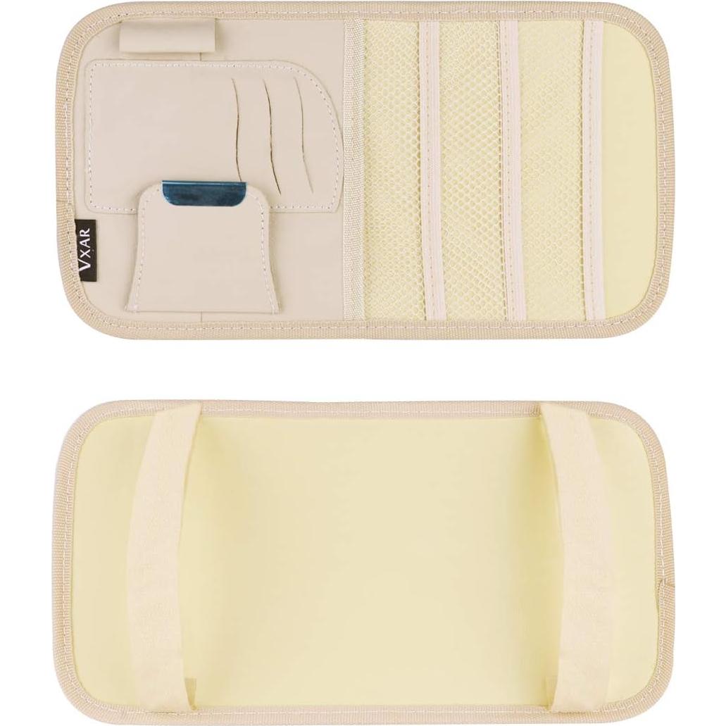 Organizador de Visera de Sol VXAR Beige 3 Mallas para Auto