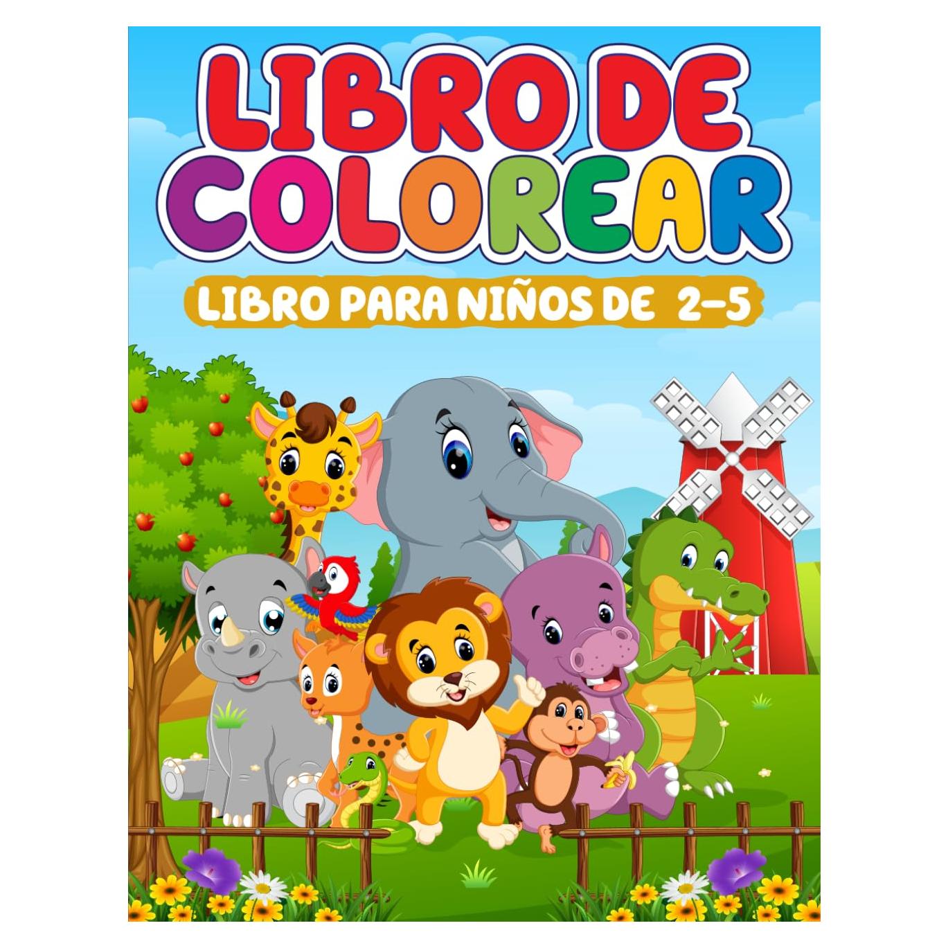 Libro de colorear para niños: dibujos de animales frutas letras alimentos y números: Libro de colorear para niños de 2 años | aprende a pintar ... a contar del 1 al 20 (Spanish Edition)