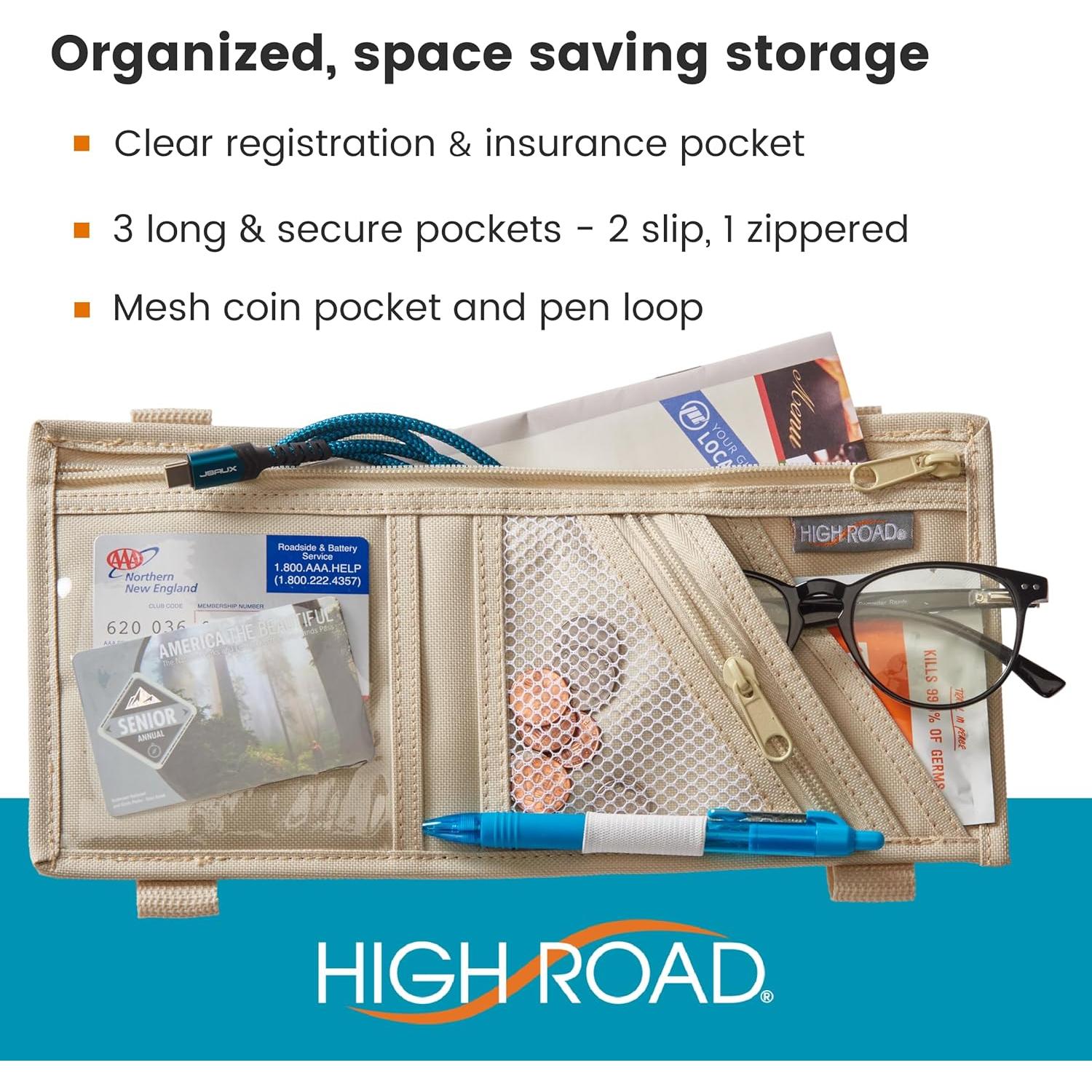 Organizador de Visera de Coche High Road PVBLACK con Bolsillos