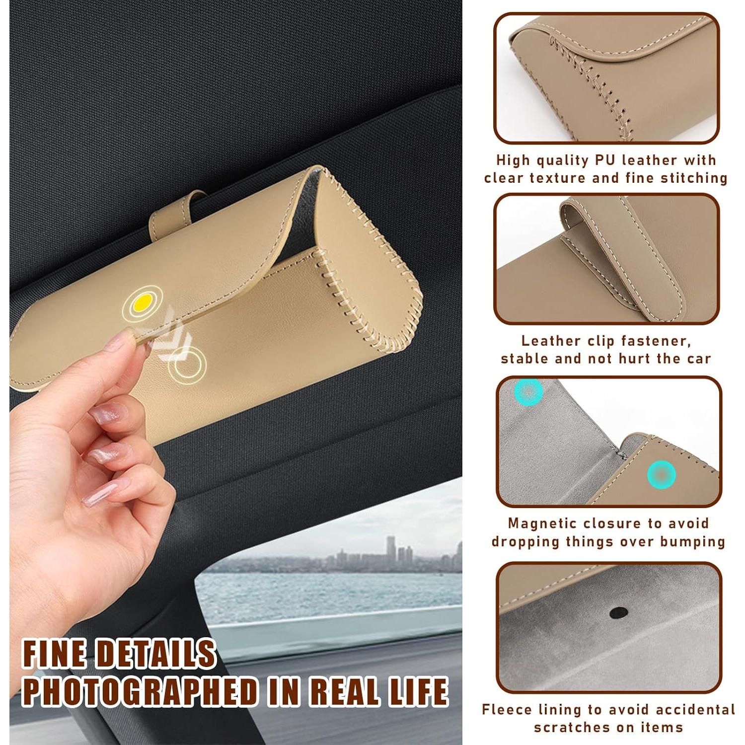 Soporte para Gafas de Sol Augeny para Visera de Coche Beige