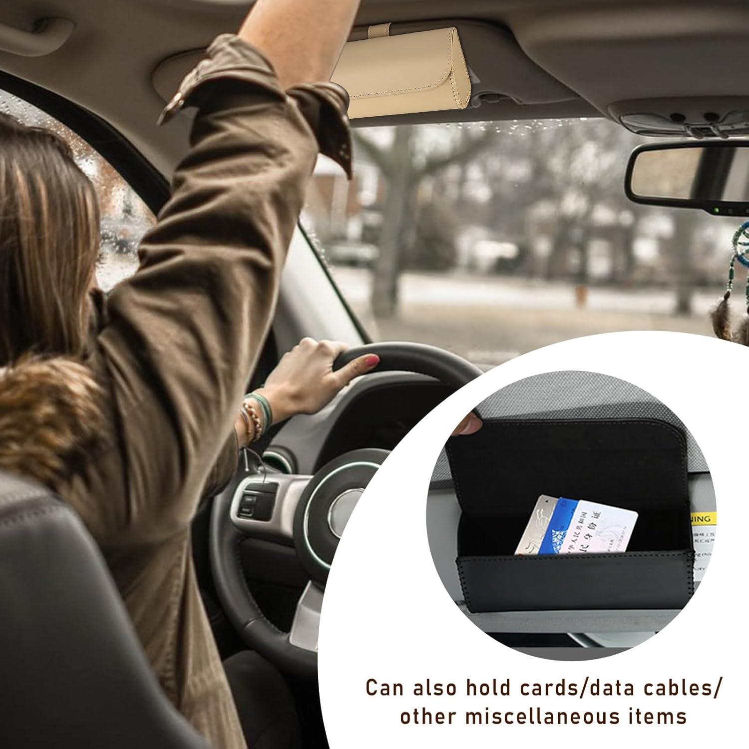 Soporte para Gafas de Sol Augeny para Visera de Coche Beige