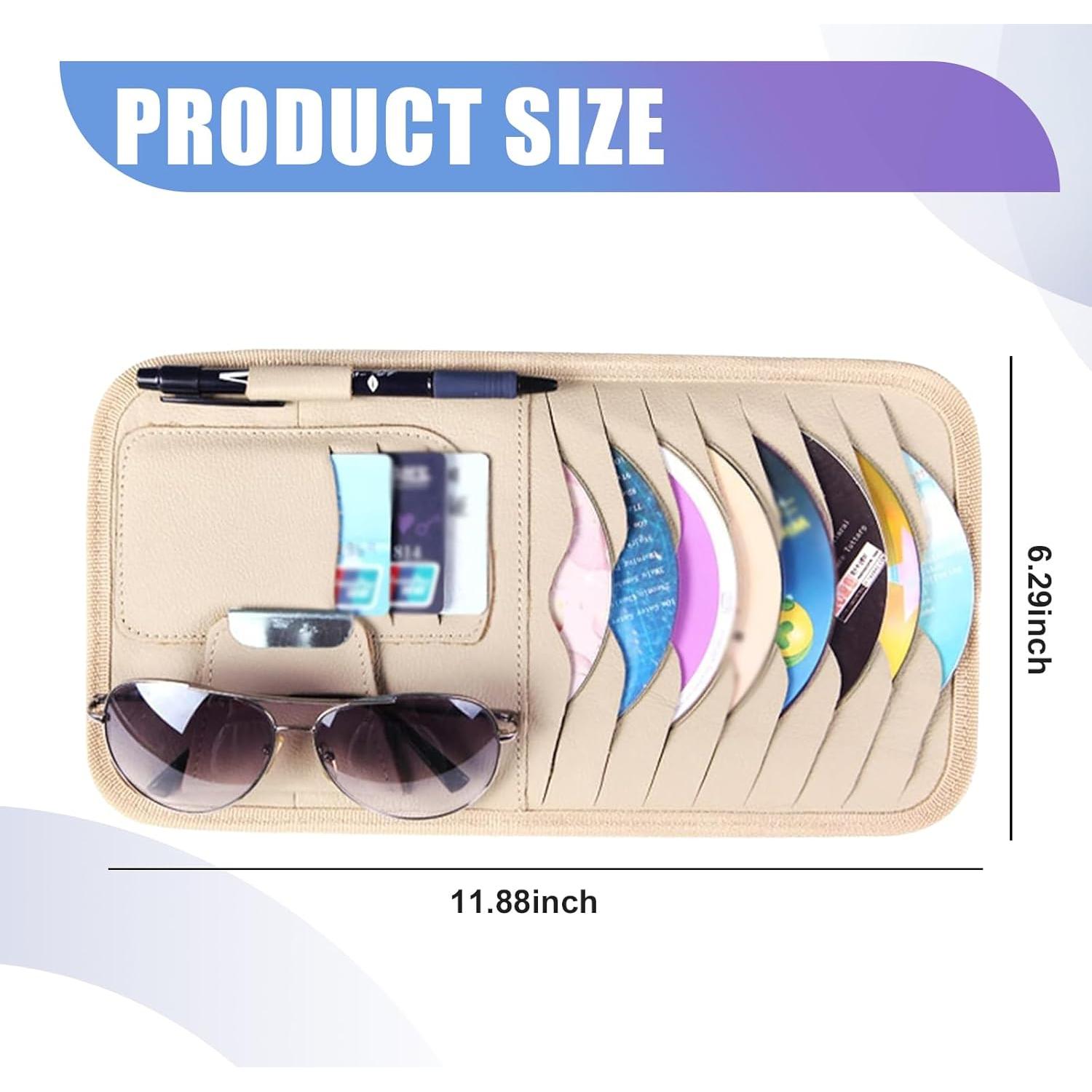 Organizador de Visera de Coche Yumfugu Beige para CDs y Gafas