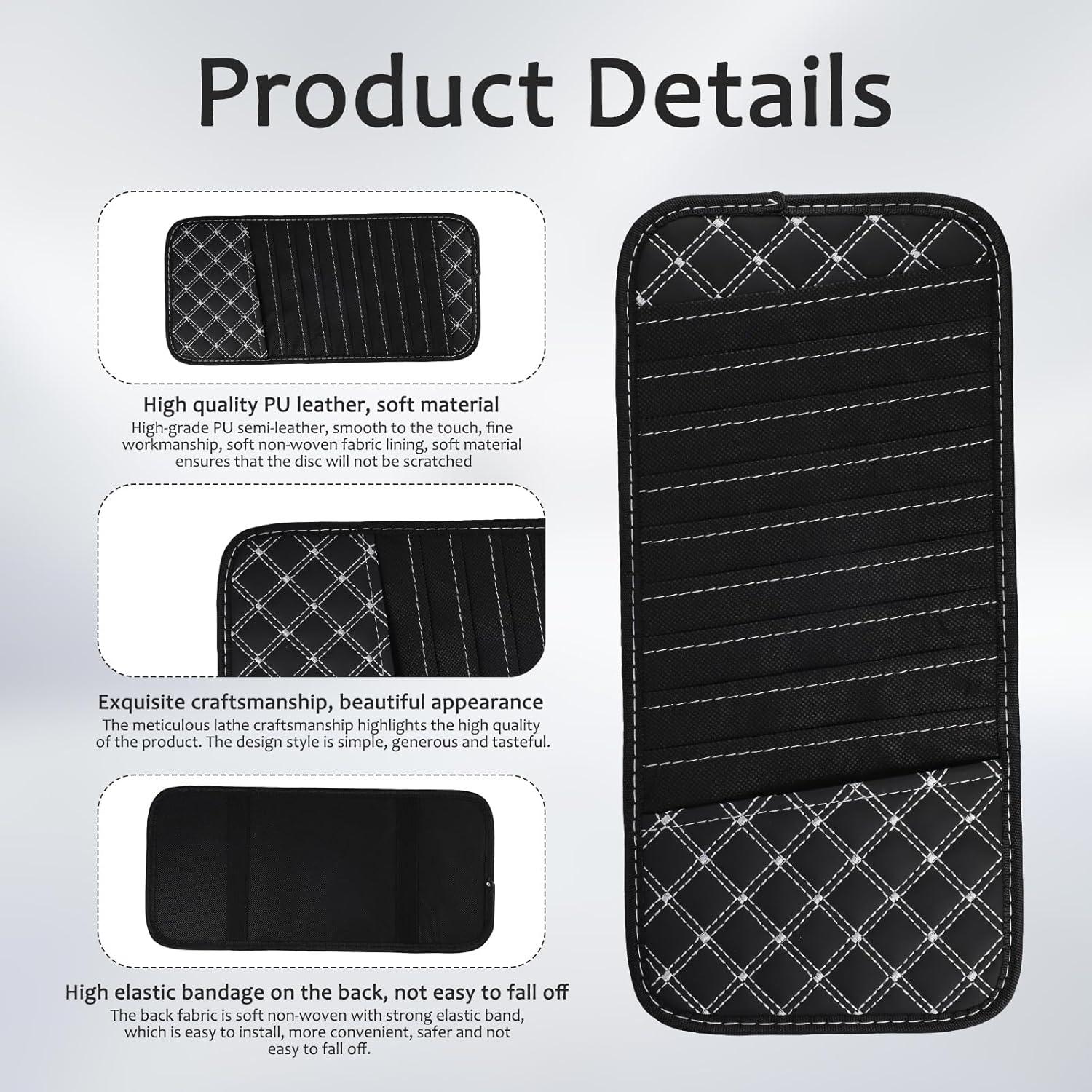 Soporte de CD para coche PKRFCJ con 12 bolsillos - Negro