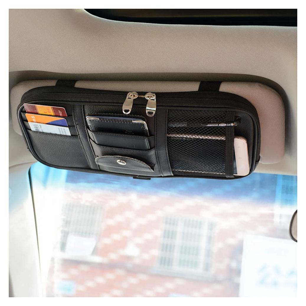 Organizador de Visera de Coche Lynkaye Cuero Sintético Negro