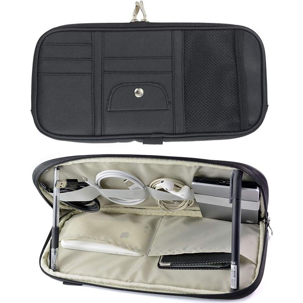 Organizador de Visera de Coche Lynkaye Cuero Sintético Negro