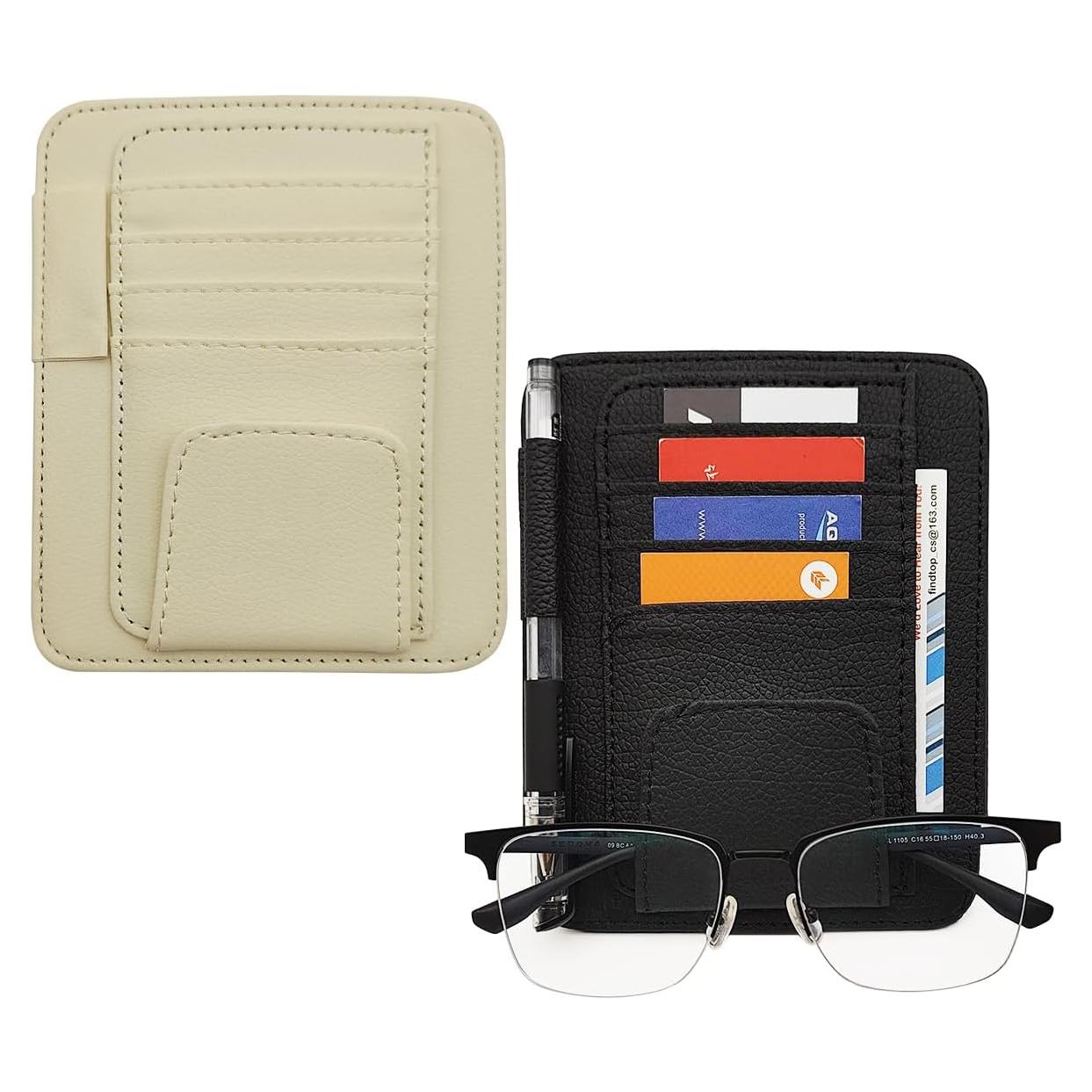 Organizador de Visera de Sol SENHAI 2 Pcs Beige y Negro