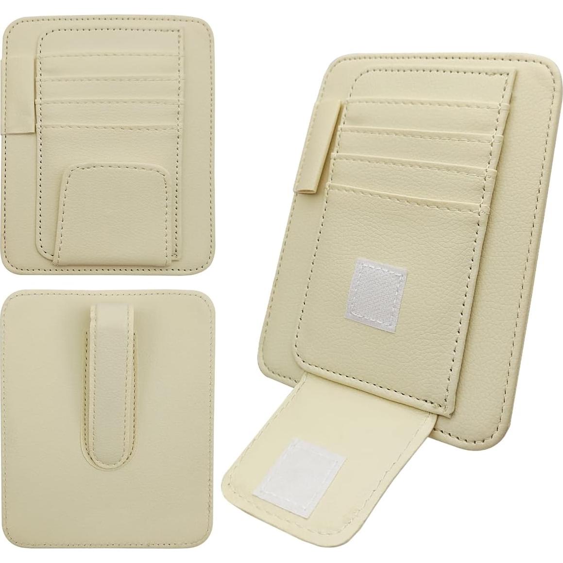 Organizador de Visera de Sol SENHAI 2 Pcs Beige y Negro
