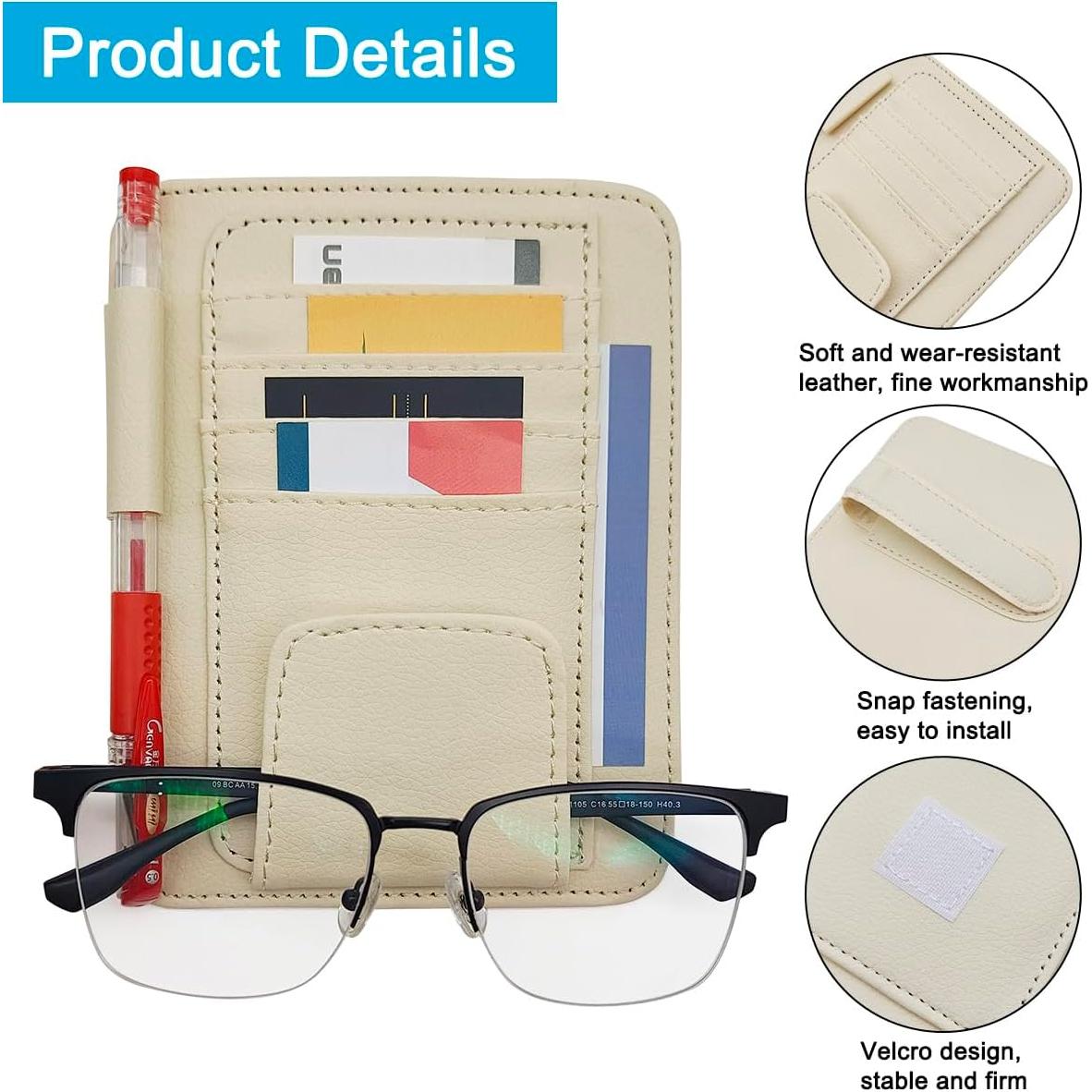 Organizador de Visera de Sol SENHAI 2 Pcs Beige y Negro