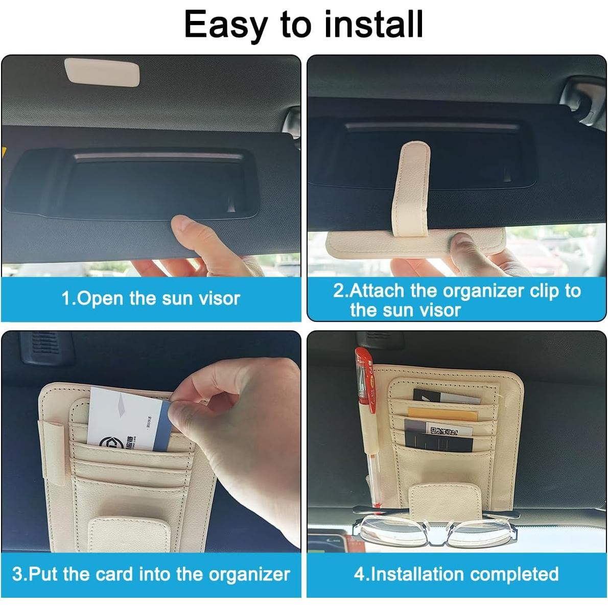 Organizador de Visera de Sol SENHAI 2 Pcs Beige y Negro