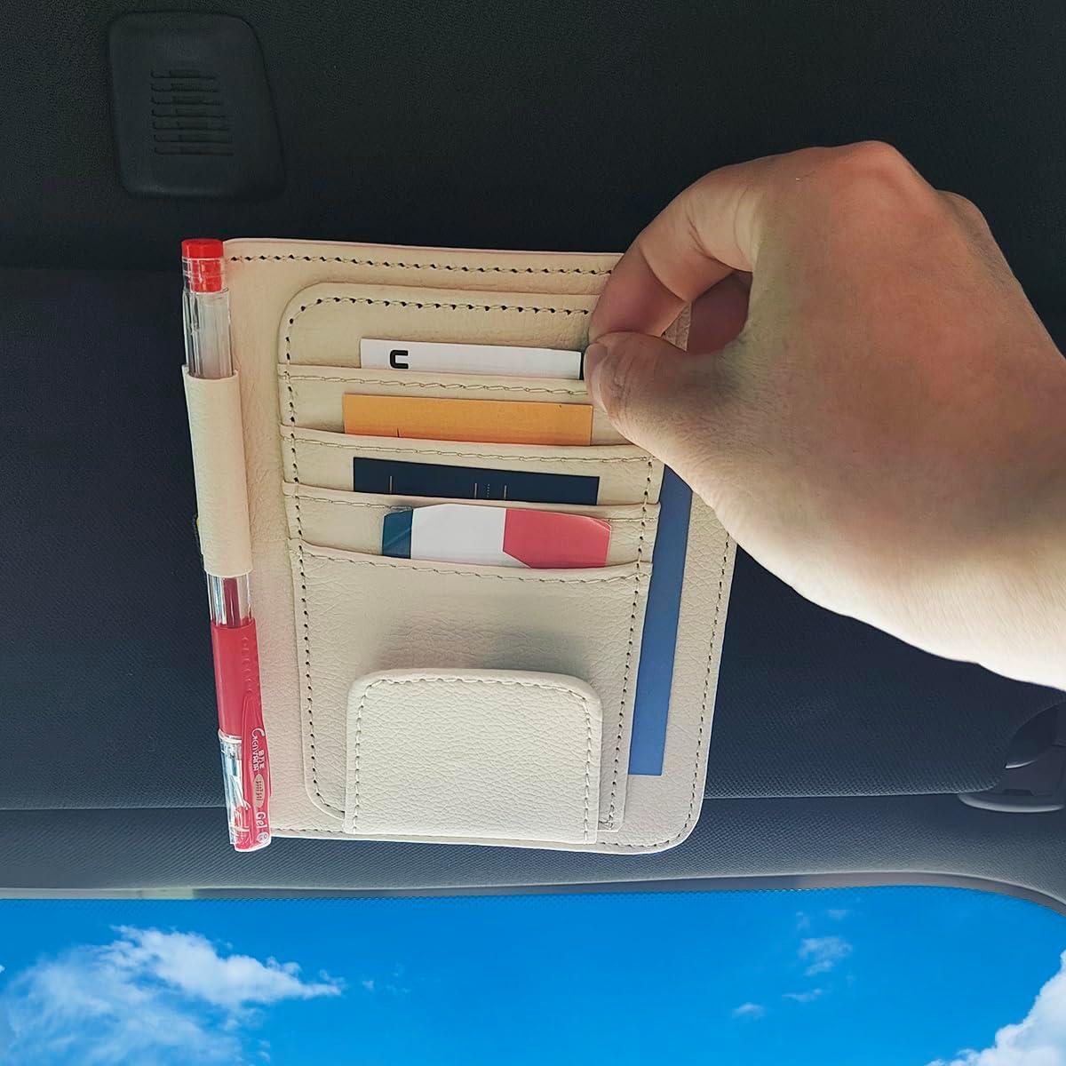 Organizador de Visera de Sol SENHAI 2 Pcs Beige y Negro