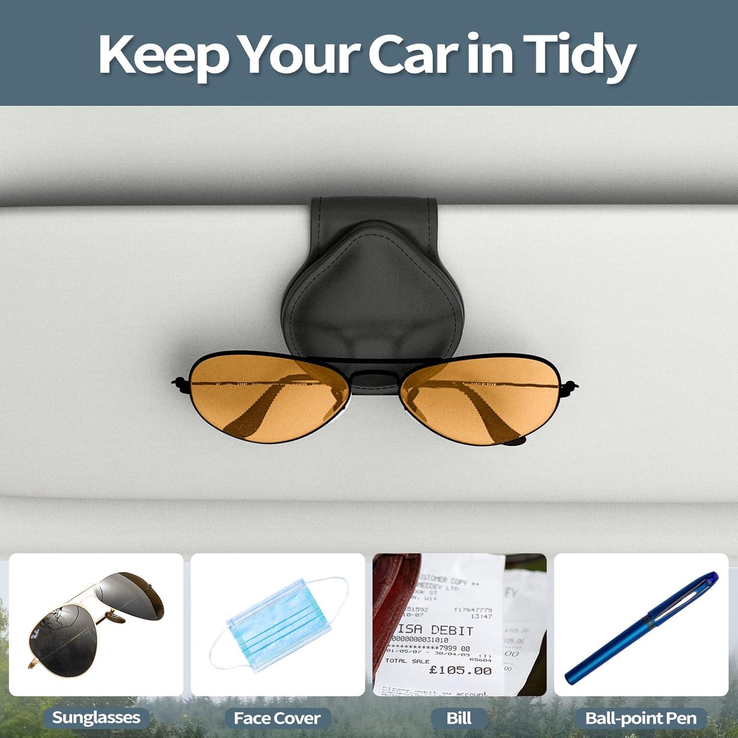 Soporte de Gafas MoKo para Coche, Clip Magnético PU Negro