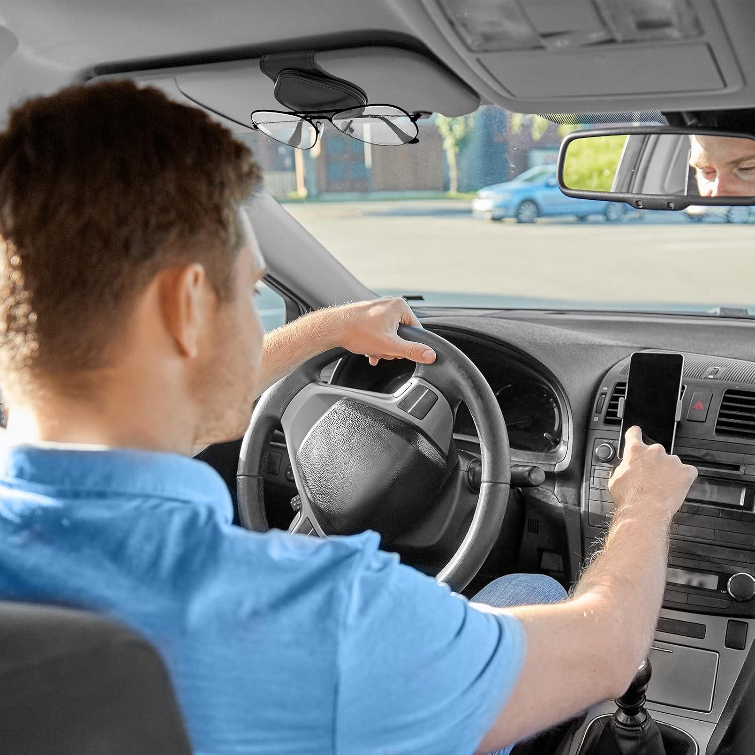 Soporte de Gafas MoKo para Coche, Clip Magnético PU Negro