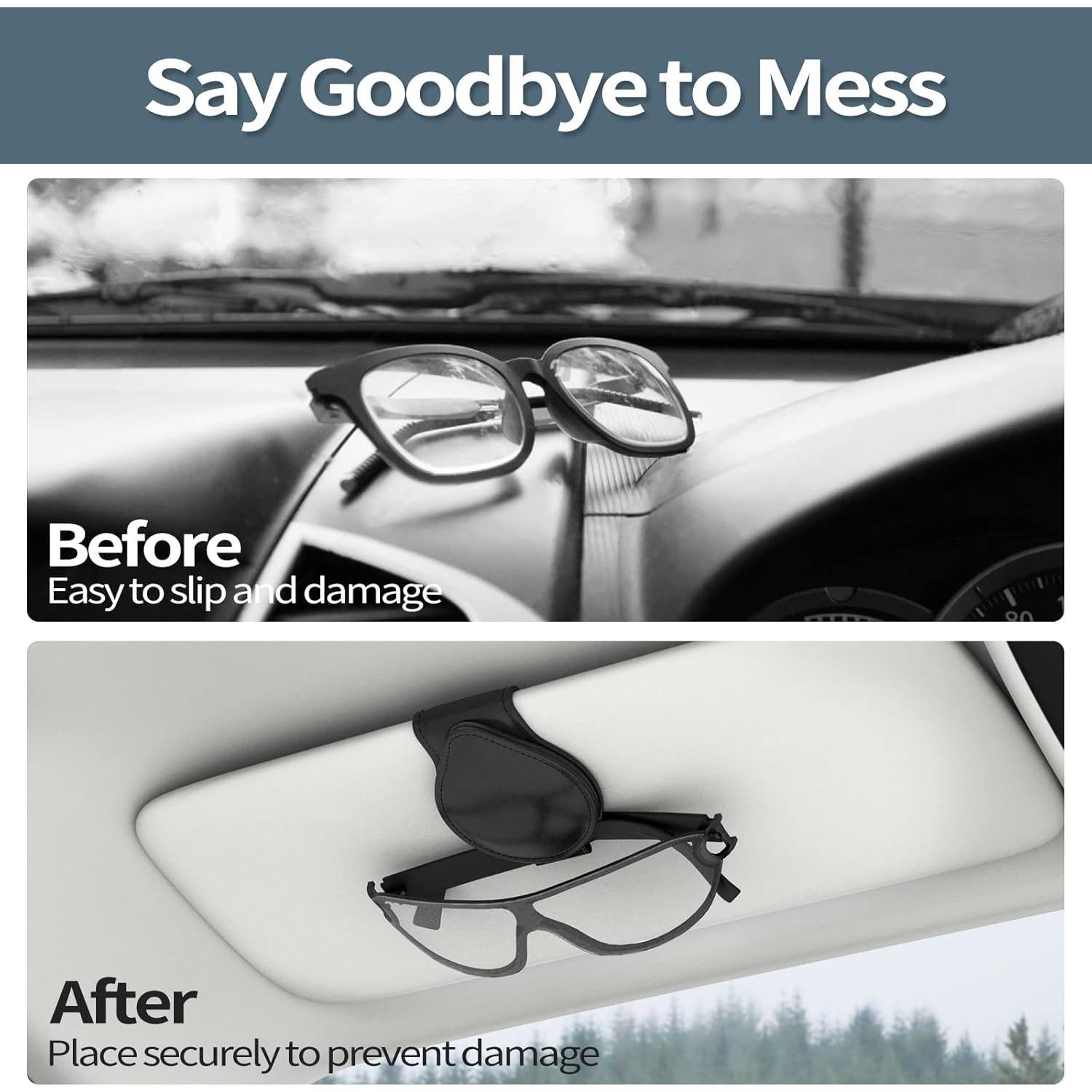 Soporte de Gafas MoKo para Coche, Clip Magnético PU Negro