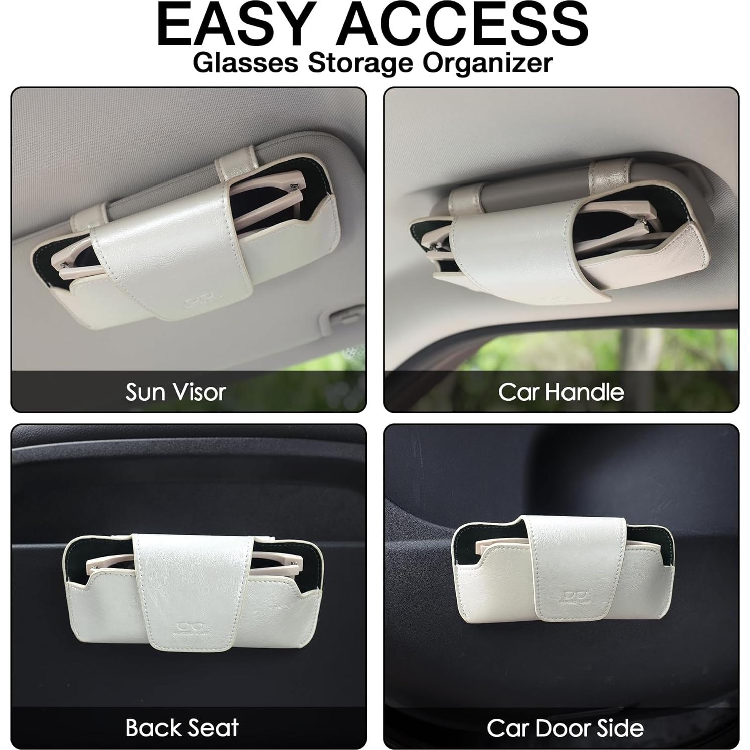 Soporte de Gafas de Sol URIZZD para Visera de Coche - Cuero