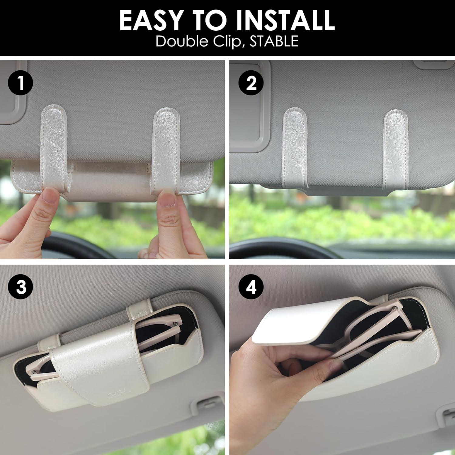 Soporte de Gafas de Sol URIZZD para Visera de Coche - Cuero