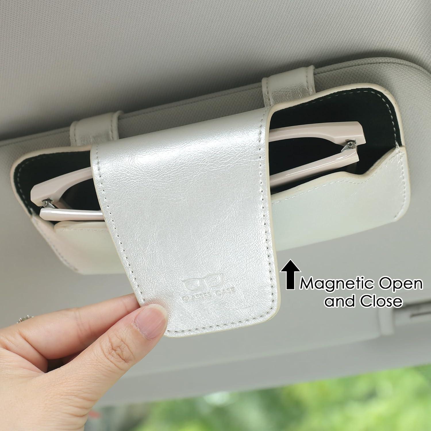 Soporte de Gafas de Sol URIZZD para Visera de Coche - Cuero