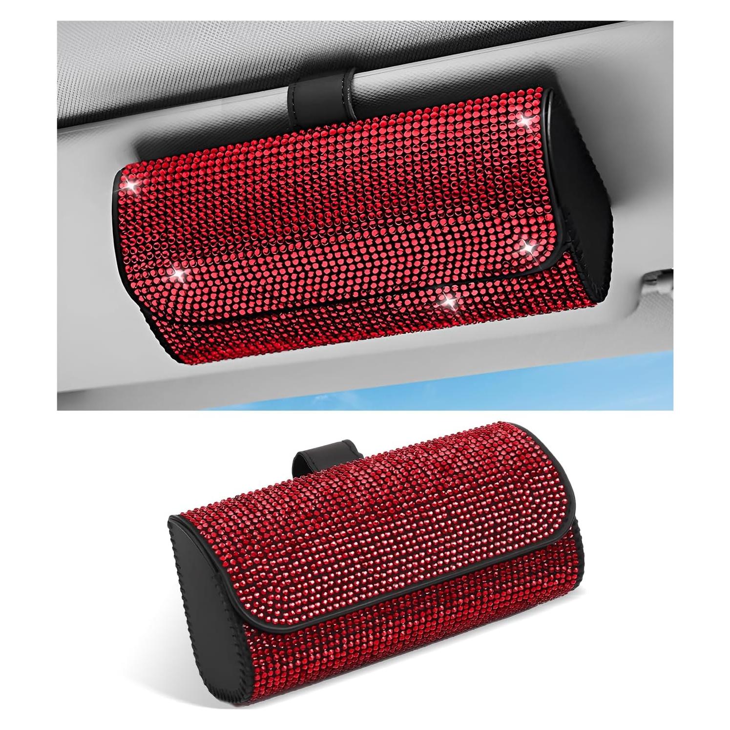 Soporte de Gafas de Sol ZNDAW para Visera de Coche Rojo