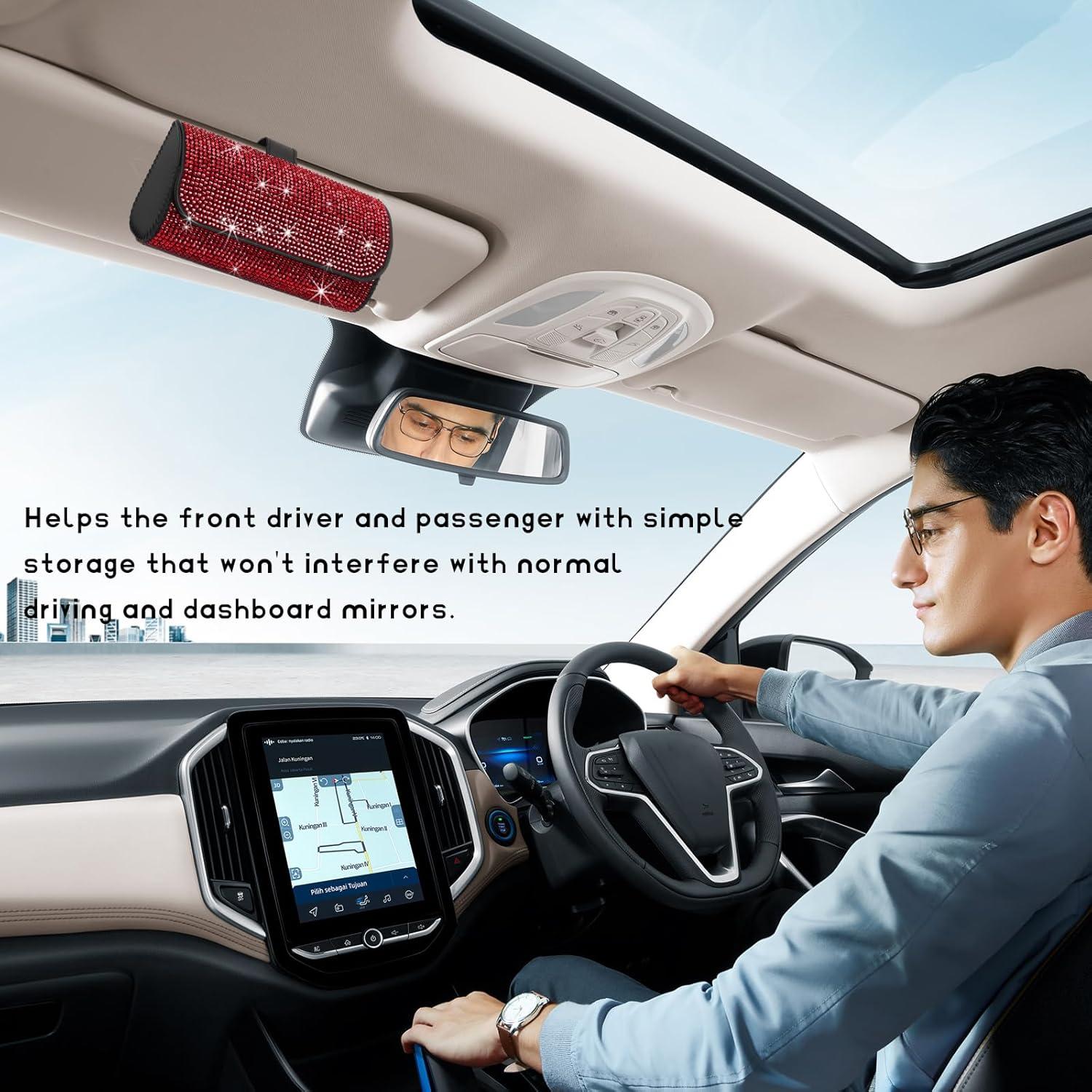 Soporte de Gafas de Sol ZNDAW para Visera de Coche Rojo