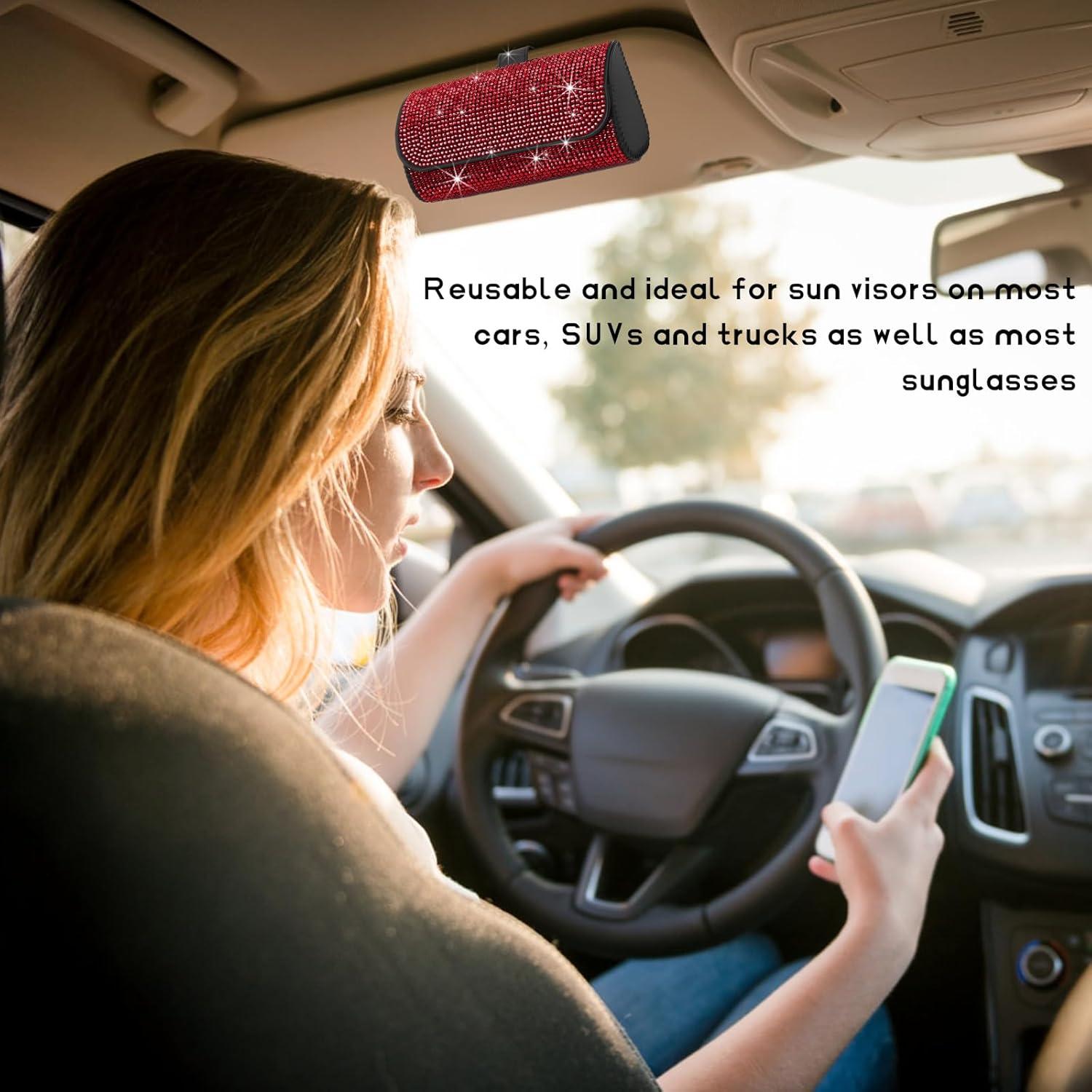 Soporte de Gafas de Sol ZNDAW para Visera de Coche Rojo