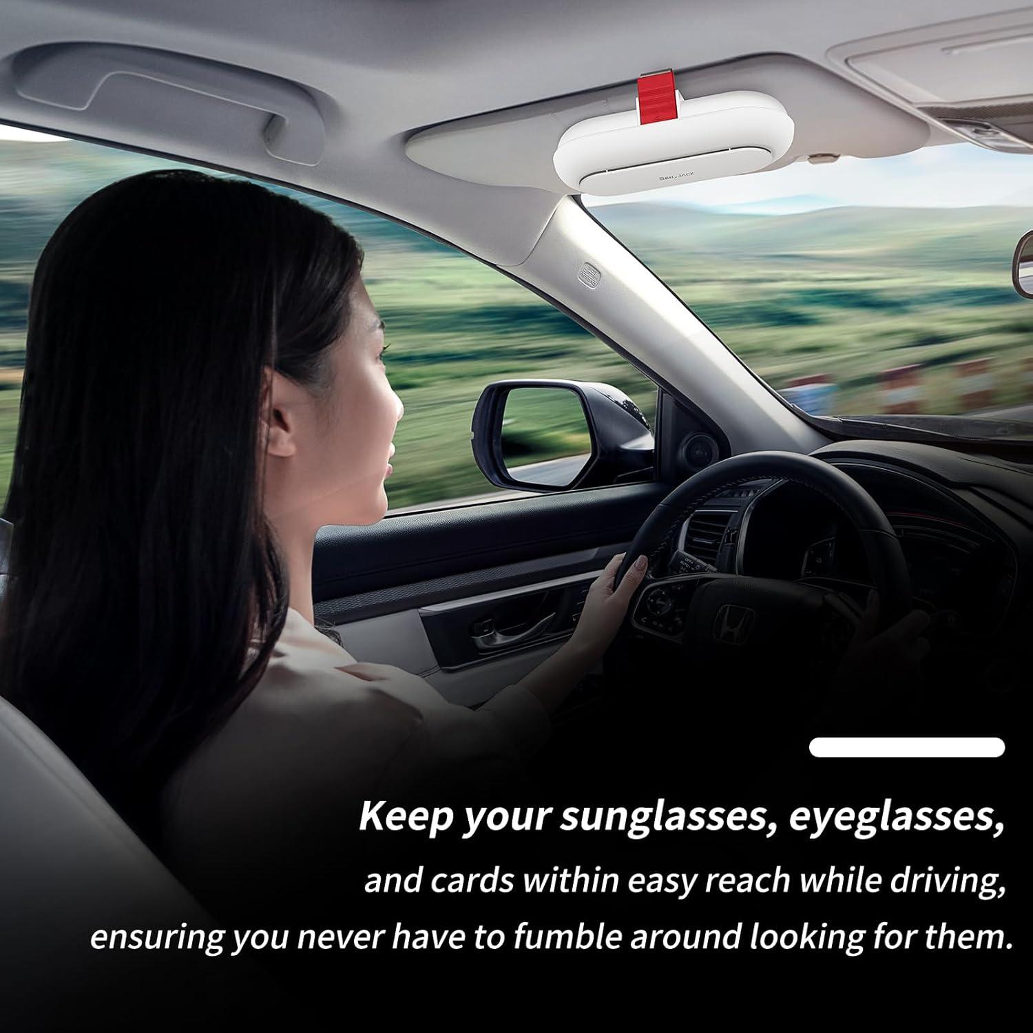 Soporte para Gafas KOMMI QTT309 - Organizador Visera Coche Blanco