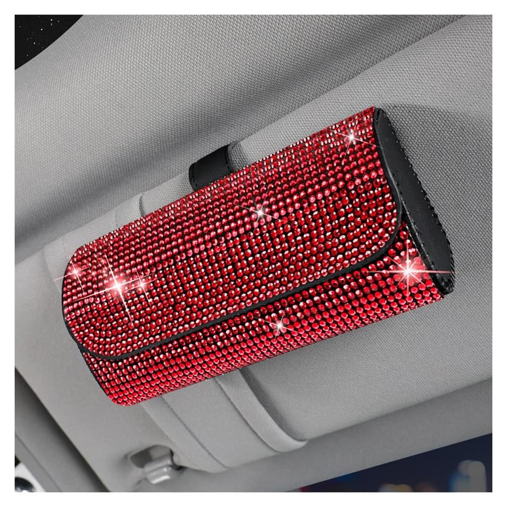 Soporte de Gafas de Sol Osilly para Coche Rojo con Cierre Magnético