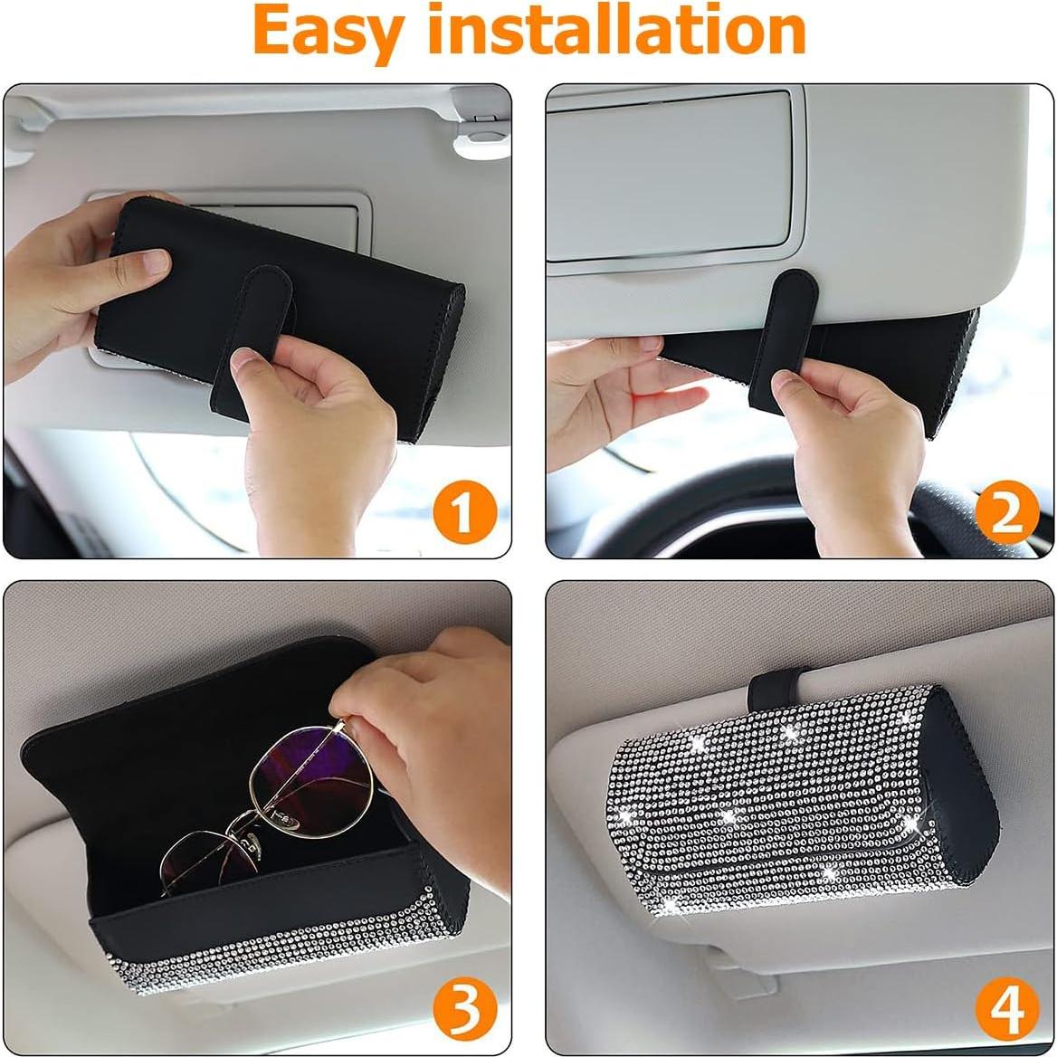 Soporte de Gafas de Sol Osilly para Coche Rojo con Cierre Magnético