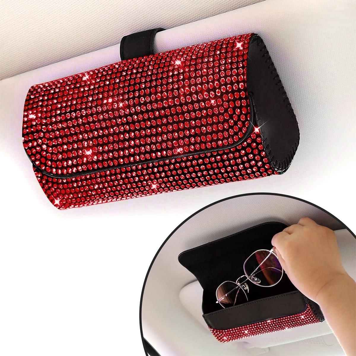 Soporte de Gafas de Sol Osilly para Coche Rojo con Cierre Magnético