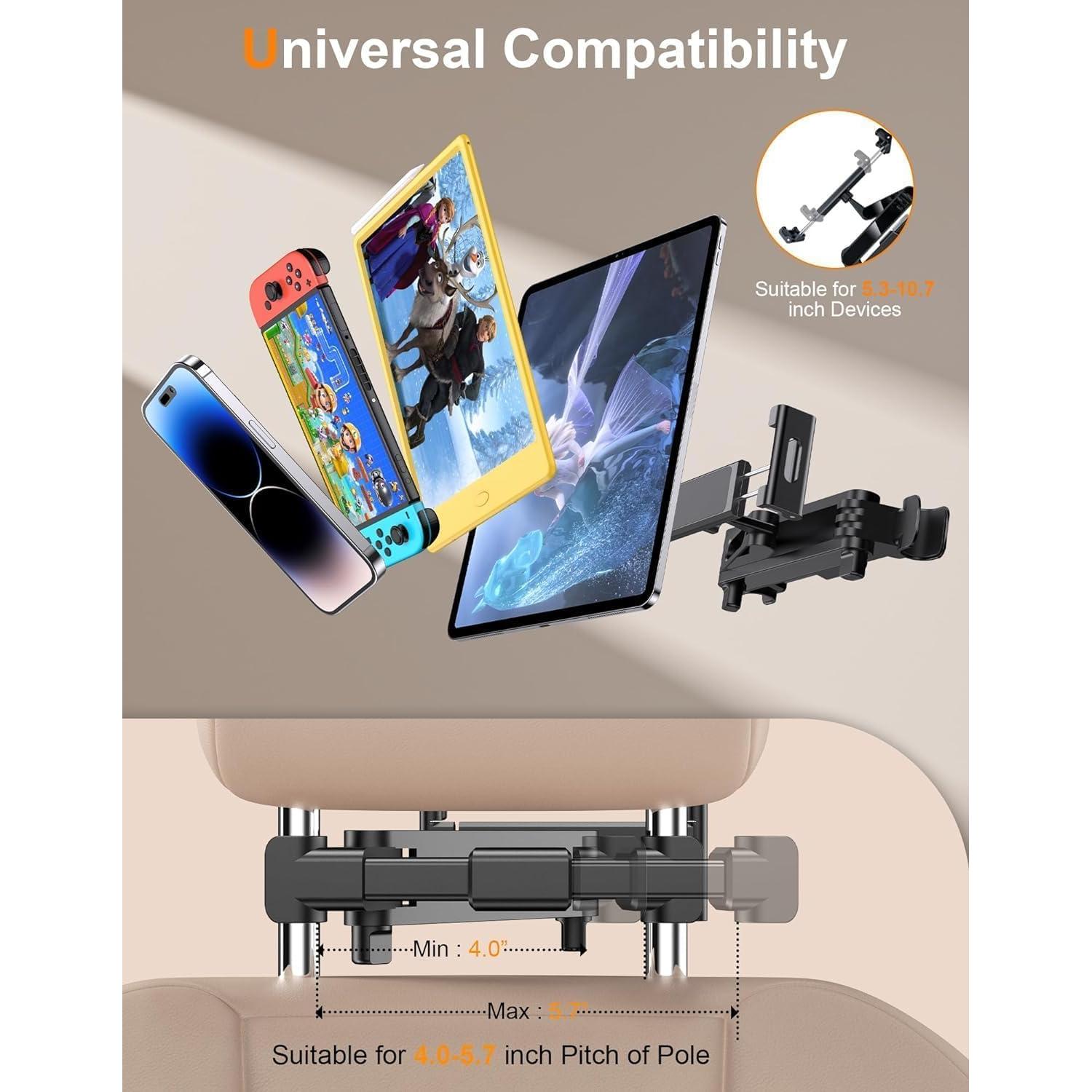 Soporte de Tablet para Coche LMADFLY Ajustable Negro