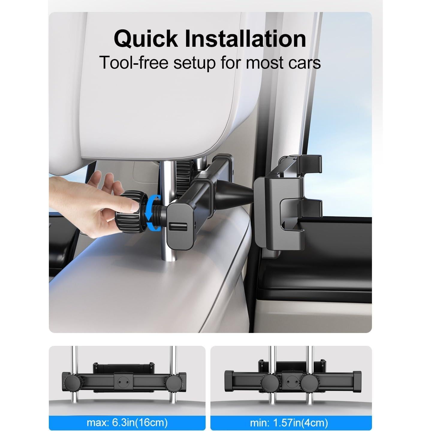 Soporte de Tableta PLDHPRO para Reposacabezas de Coche 5.1"-15.6"