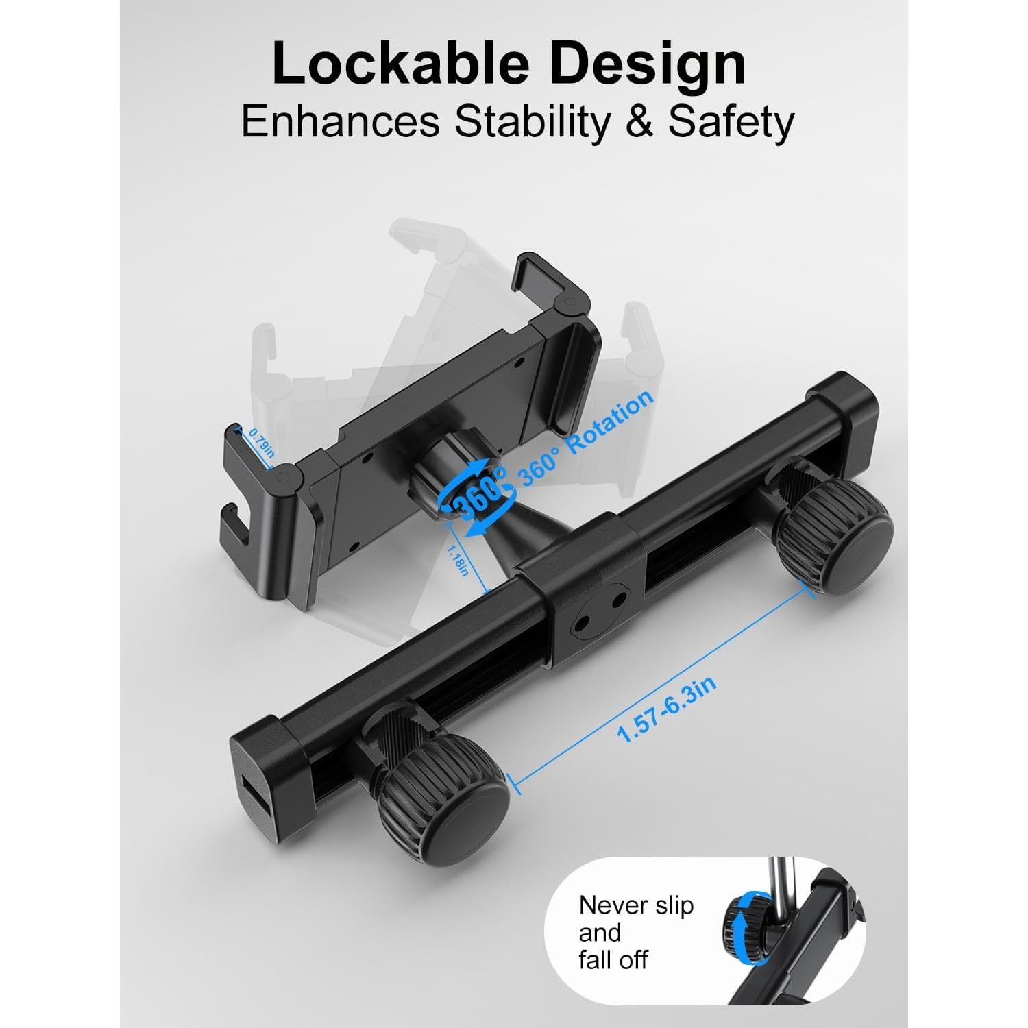Soporte de Tableta PLDHPRO para Reposacabezas de Coche 5.1"-15.6"