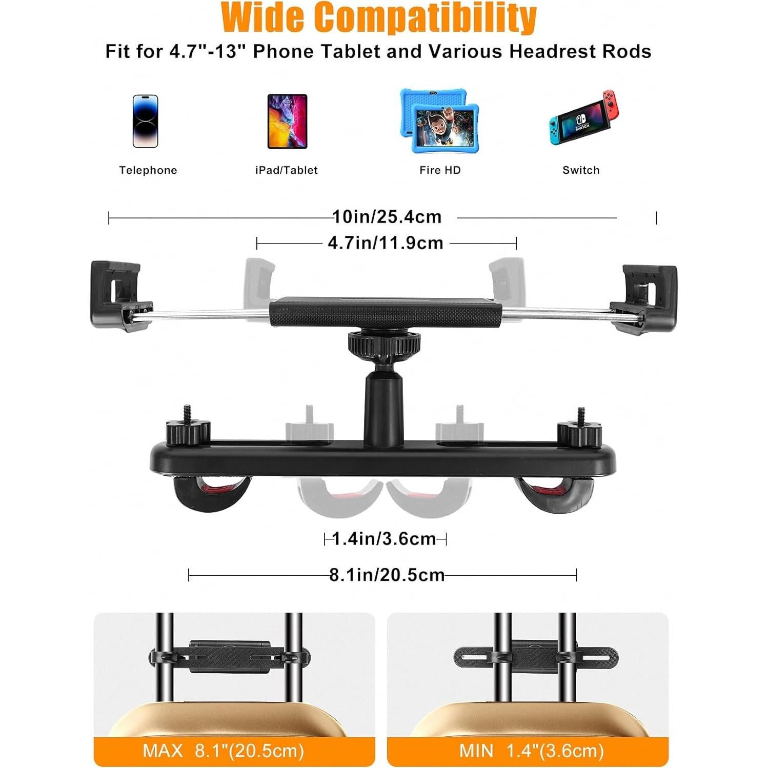 Soporte para Tablet WIERSS para Reposacabezas de Coche 4.7"-13"