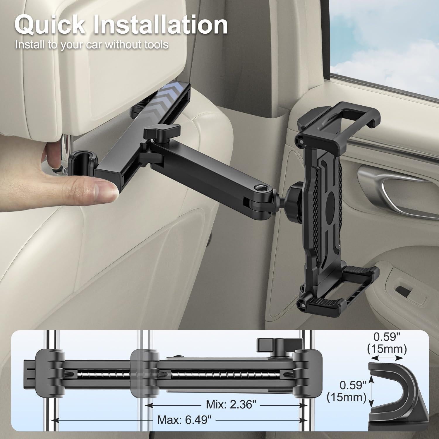 Soporte para Tableta de Reposacabezas INSSKY - Ajustable y Rotativo